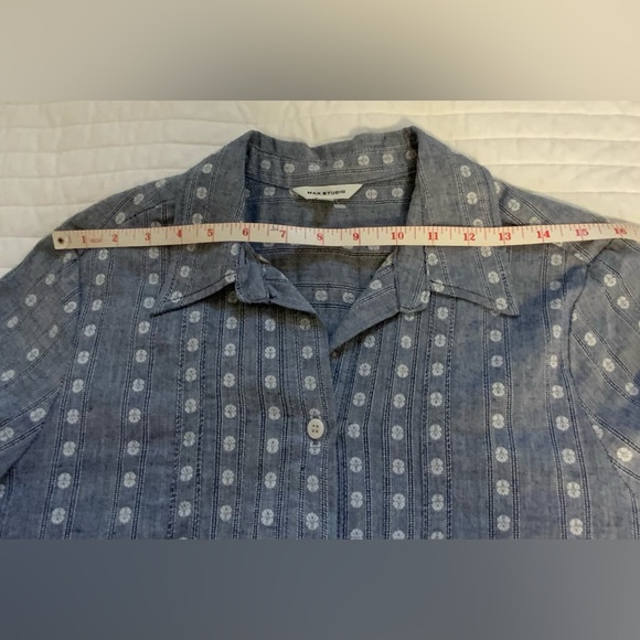 Max Studio Chambray Embroidered Collard Shirt Dress - Picture 7 of 12